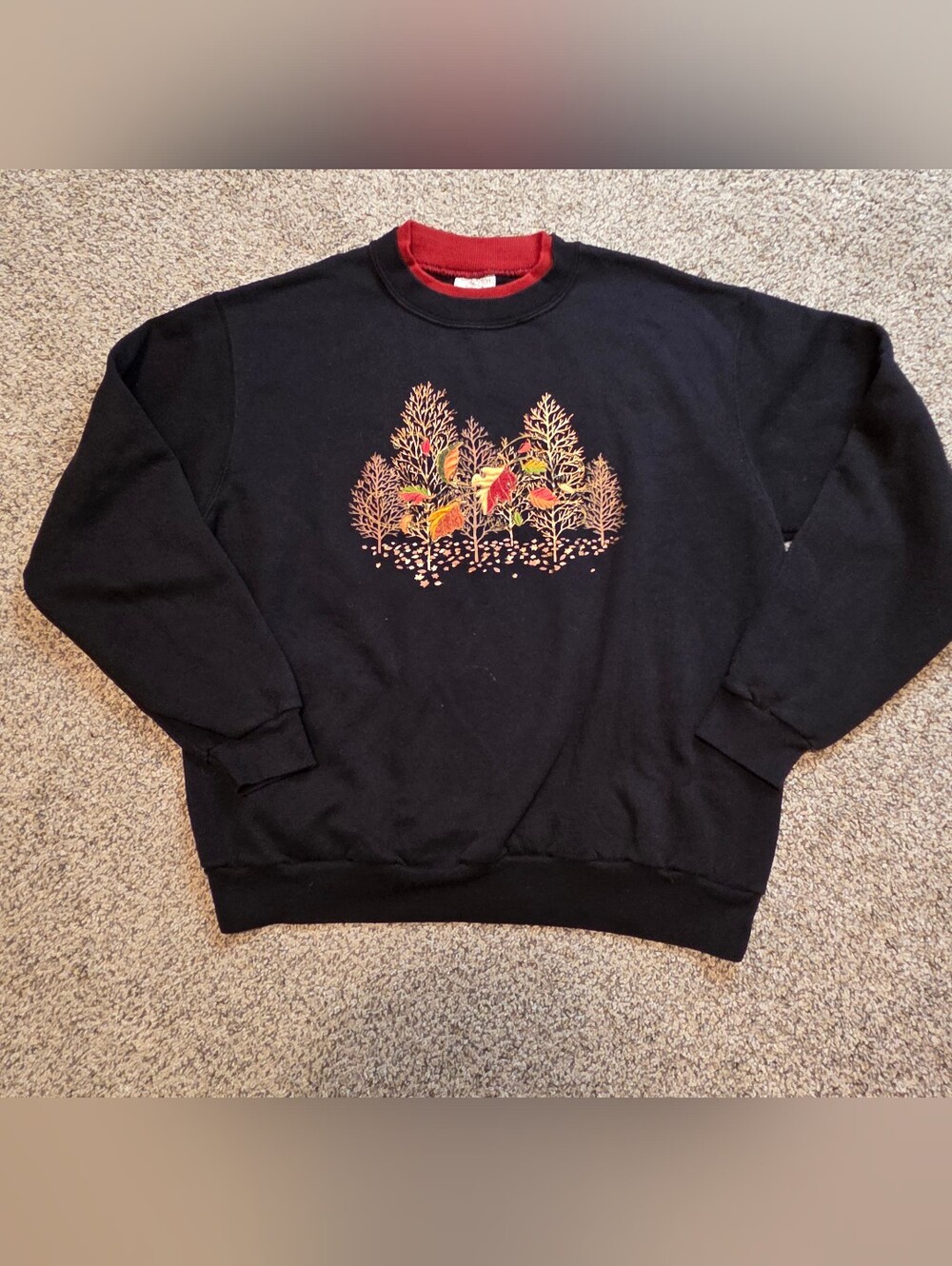 Vintage 90s Topstitch Morning Sun Fall Tree Sweatshirt XL Grandmacore